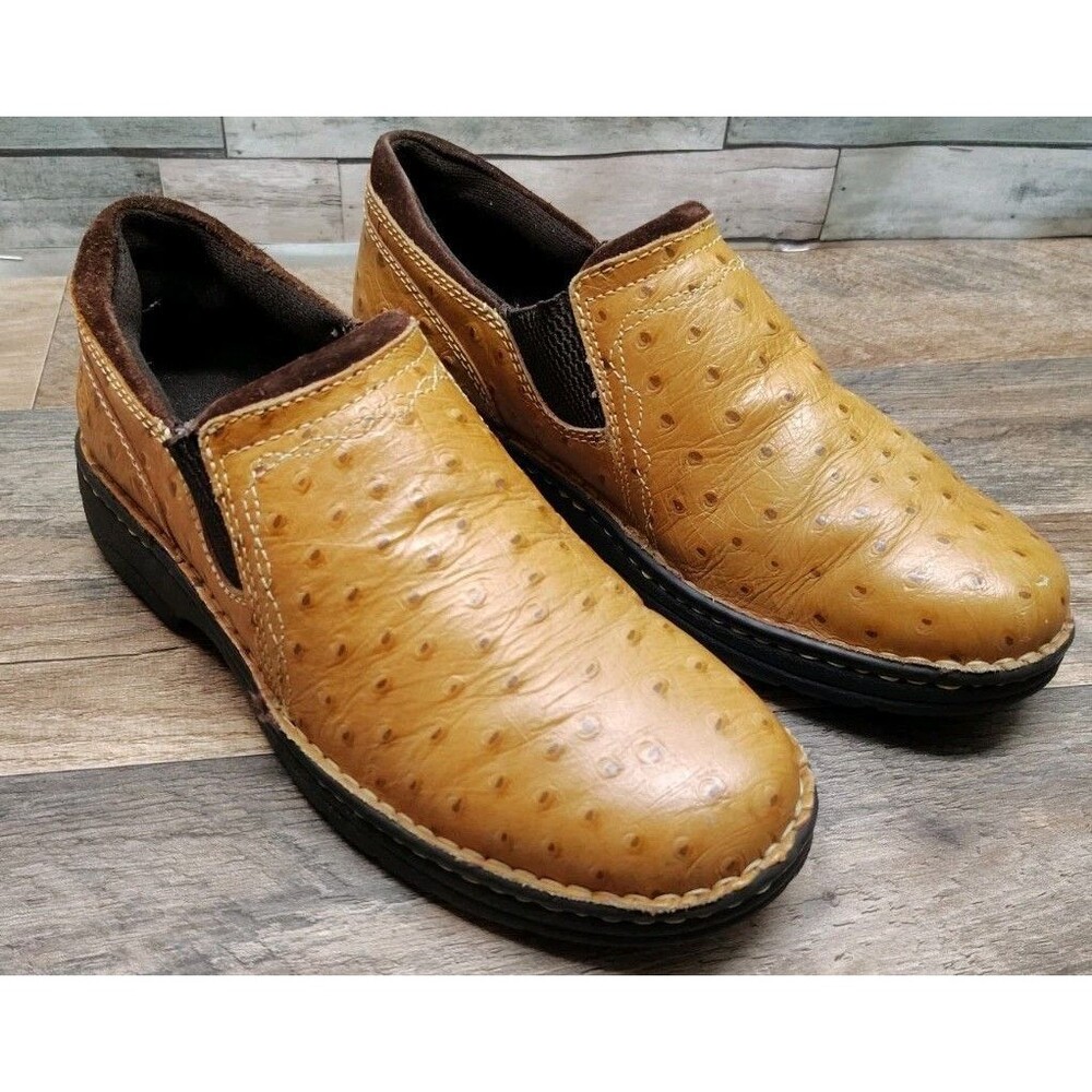 ARIAT Real Ostrich Performance Slip Ons Roper Shoes Cognac Womens US Size 8B